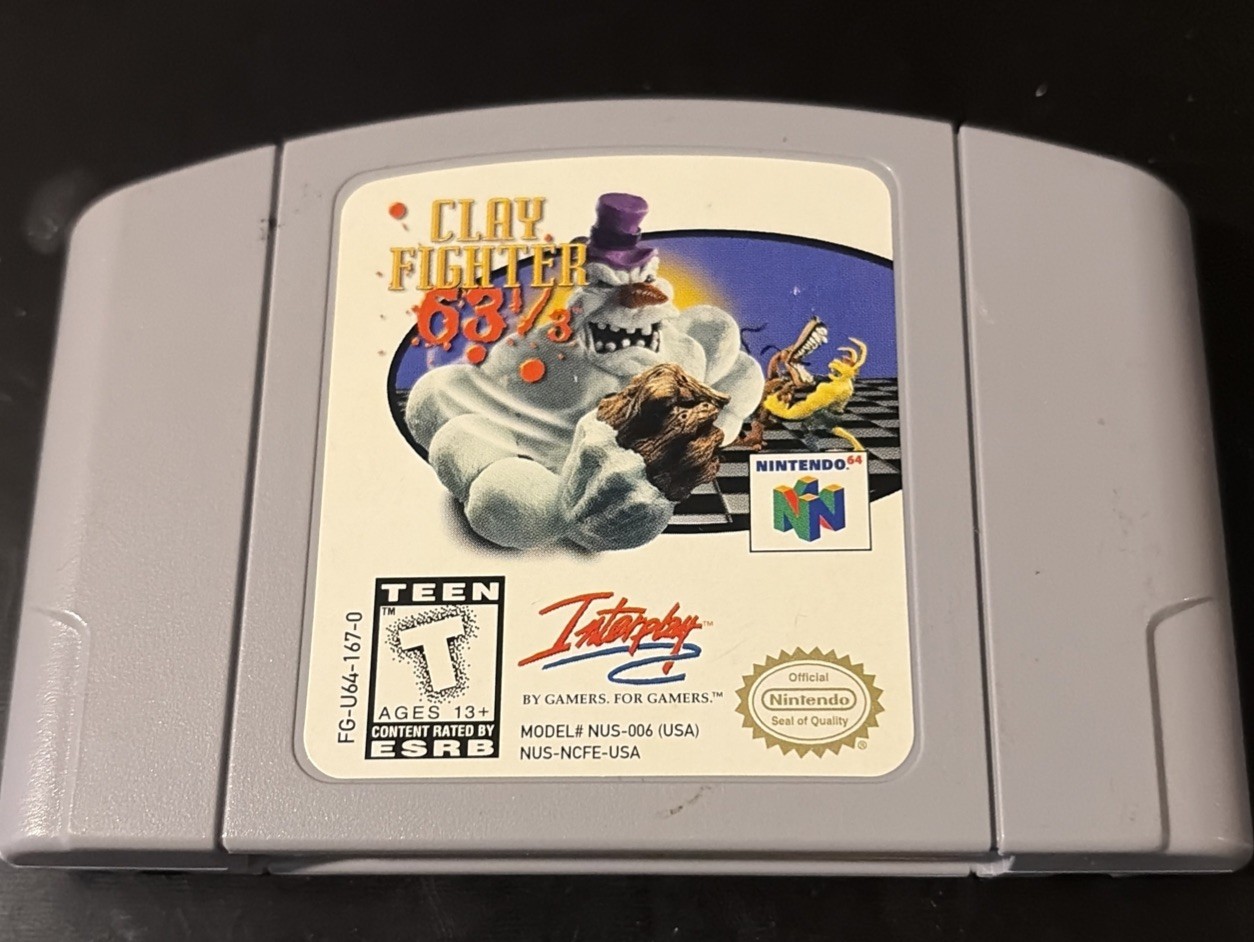 Clay Fighter 63 1/3 Game Cartridge (Nintendo 64, N64, 1997) Authentic TESTED