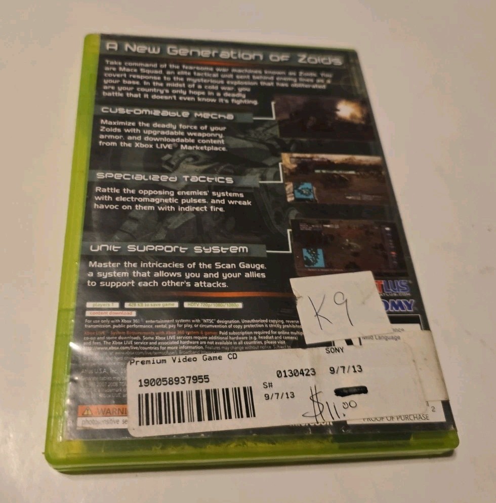 Zoids Assault (Xbox 360, 2008 ATLUS) Authentic Disc Complete CIB Manual
