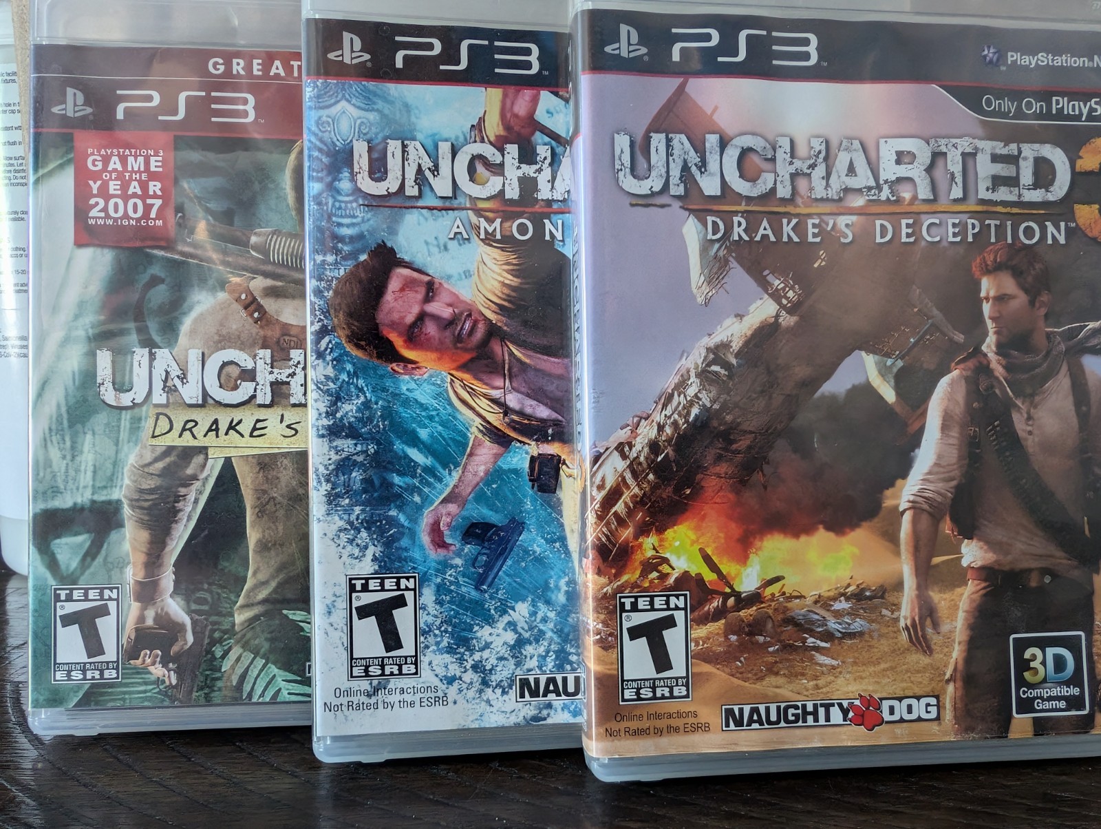 Sony PlayStation 3 PS3 Uncharted 1 2 3 Trilogy Bundle Lot With Manuals