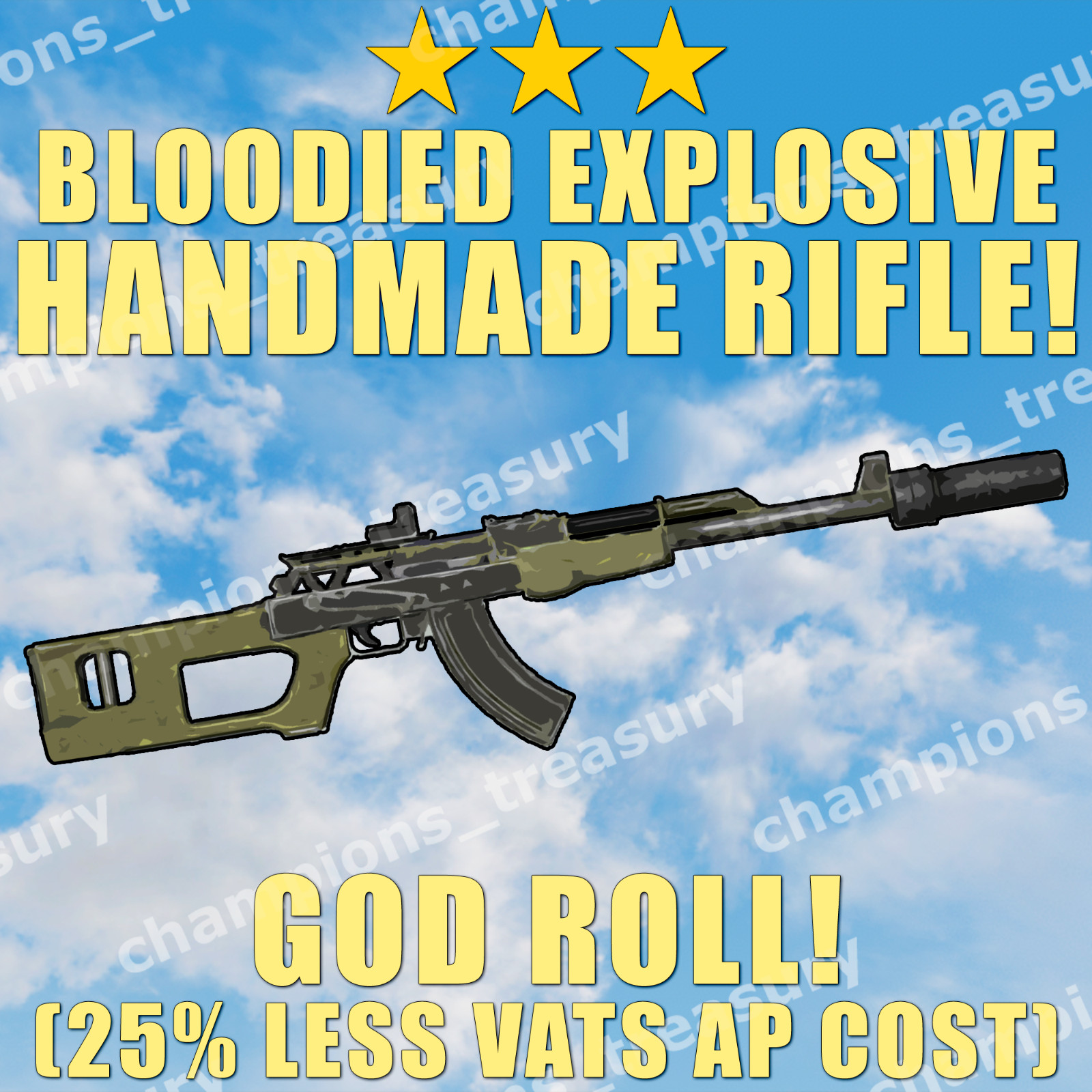 FALLOUT 76 PC HANDMADE RIFLE Bloodied Explosive VATS Optimized GOD ROLL