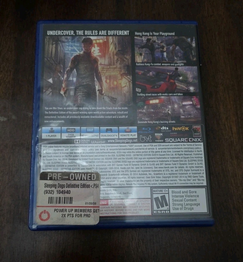 Sleeping Dogs — Definitive Edition (Sony PlayStation 4, 2014)