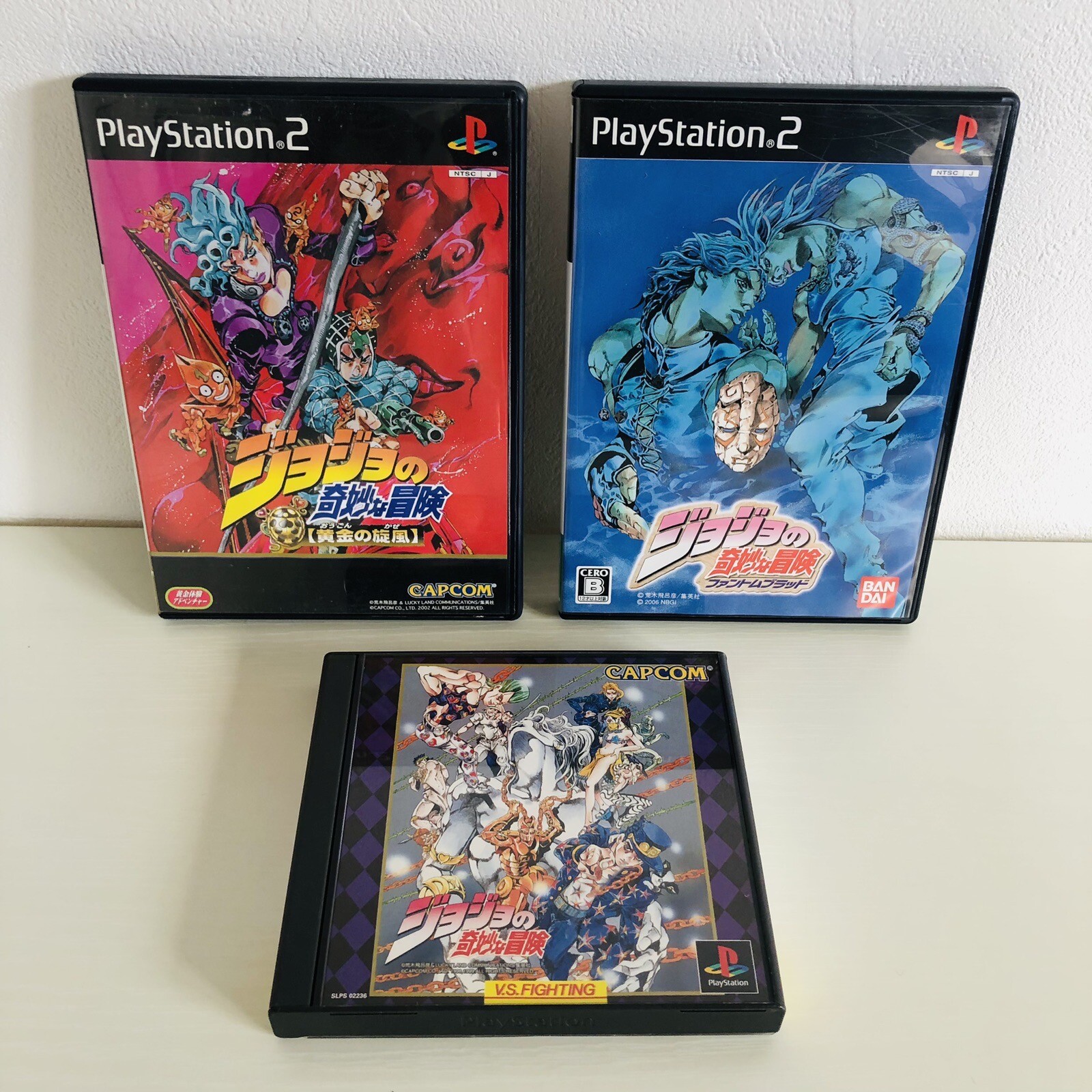 JoJo’s Bizarre Adventure PS1 Phantom Blood & Golden Wind PS2 set of 3Games Japan