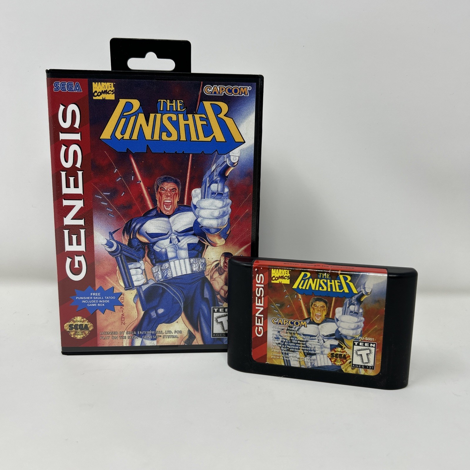 Punisher (Sega Genesis, 1994) Authentic With Reproduction Art