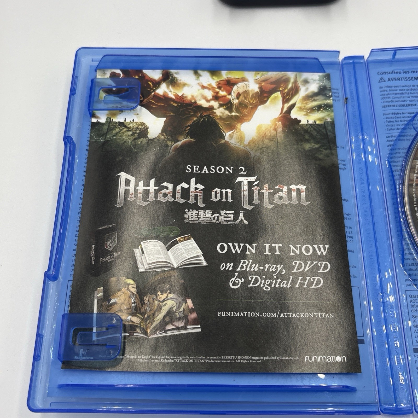 Attack on Titan 2 PS4 (Sony PlayStation 4, 2018) w/ Insert Complete CIB