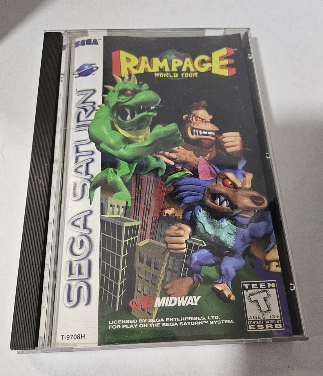 Rampage: World Tour Sega Saturn MIDWAY 1998 -USED Box, Book & Disc READ LISTING