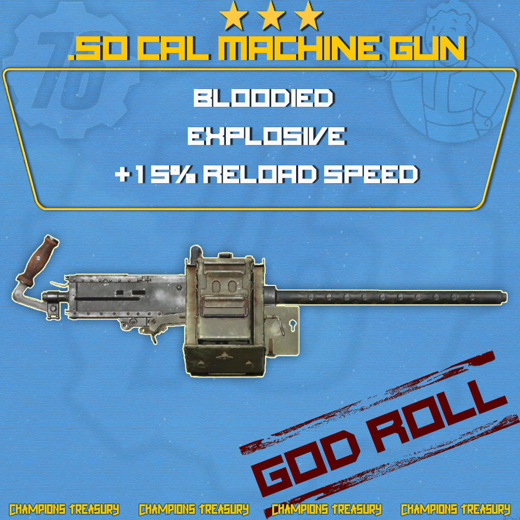 FALLOUT 76 PС BLOODIED EXPLOSIVE .50CAL MACHINE GUN [15% FASTER RELOAD] GOD ROLL