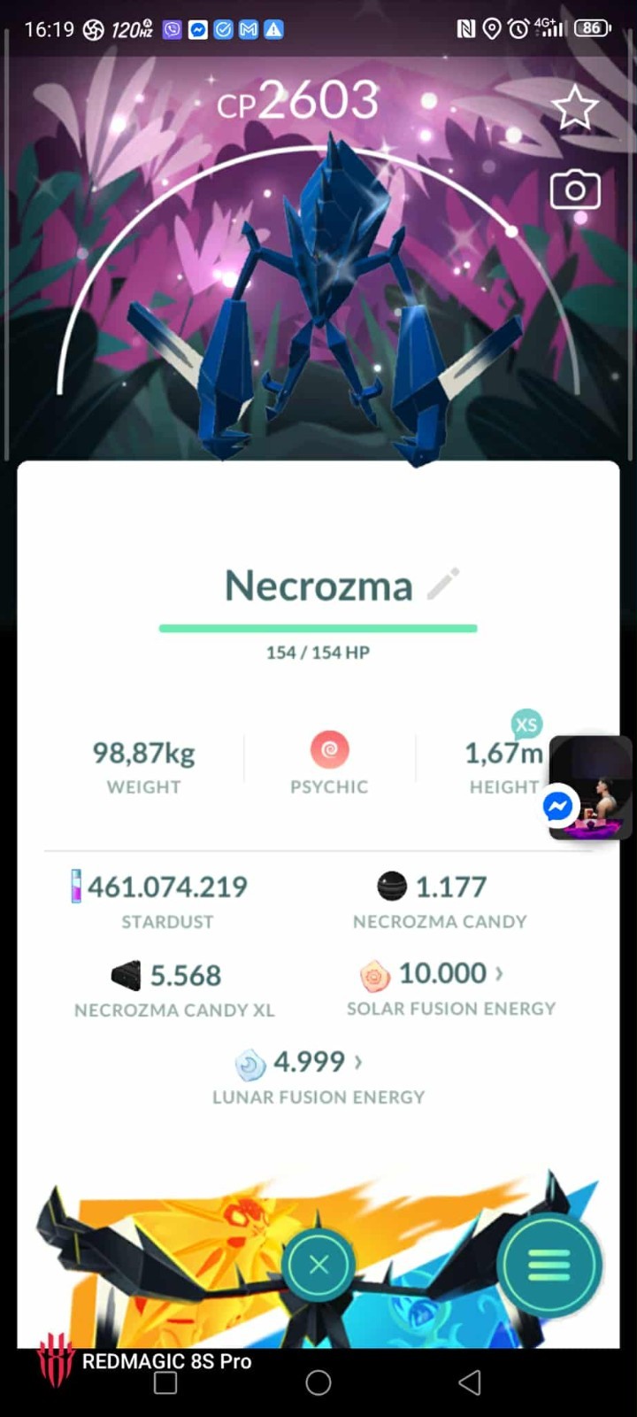 ✨Pokémon G0 — Shiny Necrozma with special BG 2025 ✨ mini P T C