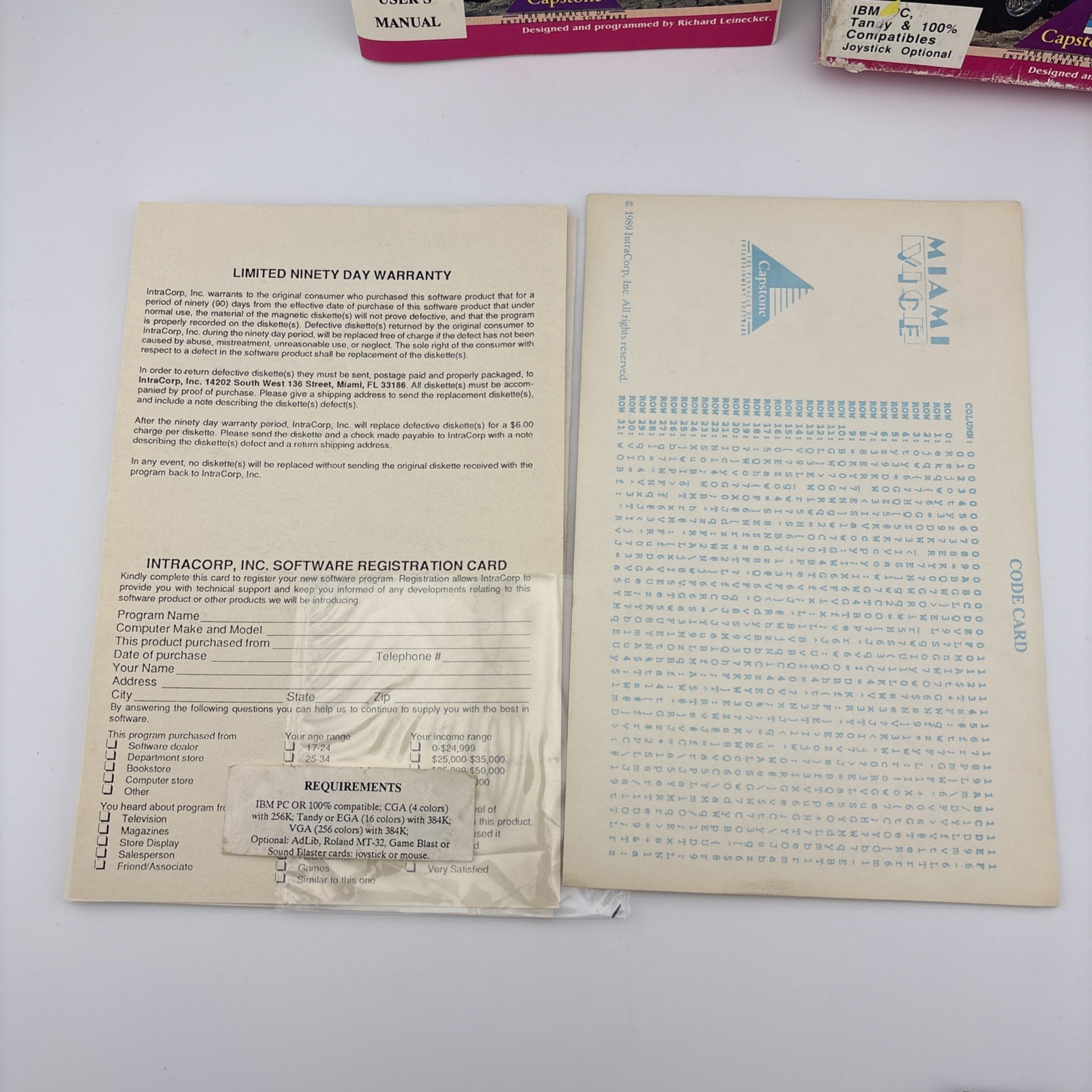 Miami Vice – IBM/PC/DOS Capstone (1989) Complete in Box 80’s TV Show