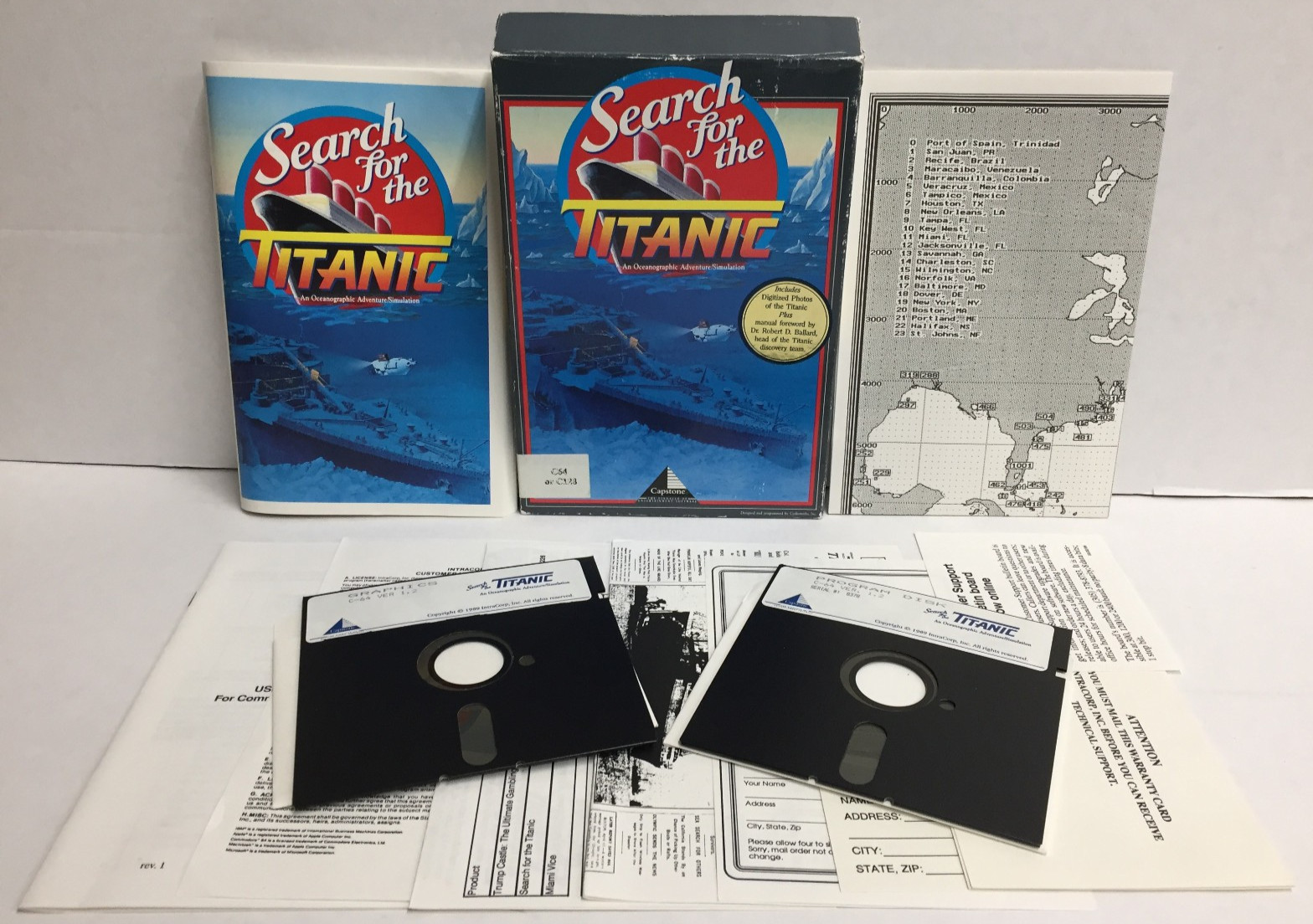 SEARCH FOR THE TITANIC Commodore 64 C64 CIB Complete MANUAL Inserts MAP Capstone