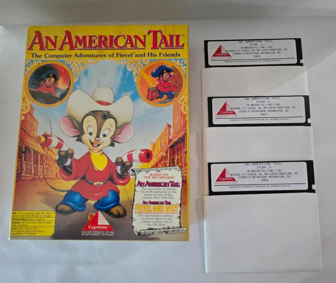 An American Tail, PC Game by Capstone on 3.5 and 5.25 floppy disks 1993 RARE