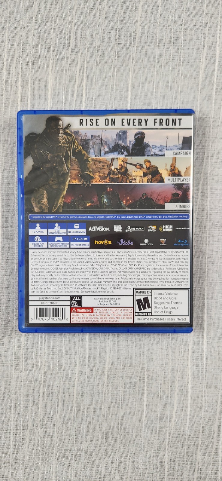 Call of Duty Vanguard PS4 Video Game Internet Required Rated M