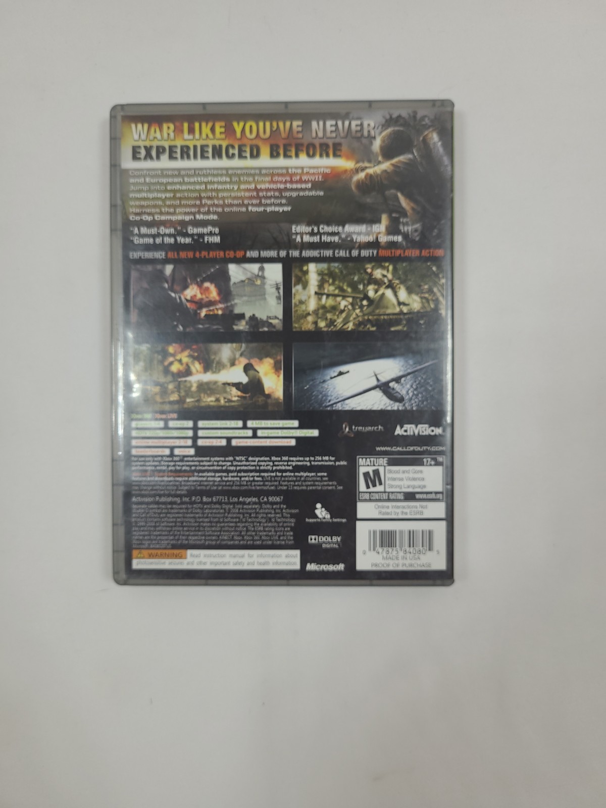 Call of Duty World at War Xbox 360 Complete W/ Manual Tested Free Shipping.