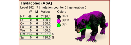 Ark ASA Xbox/PC/PS5 PVE Top Stat 1927 Melee T3 Thyla Embryo Pair 362