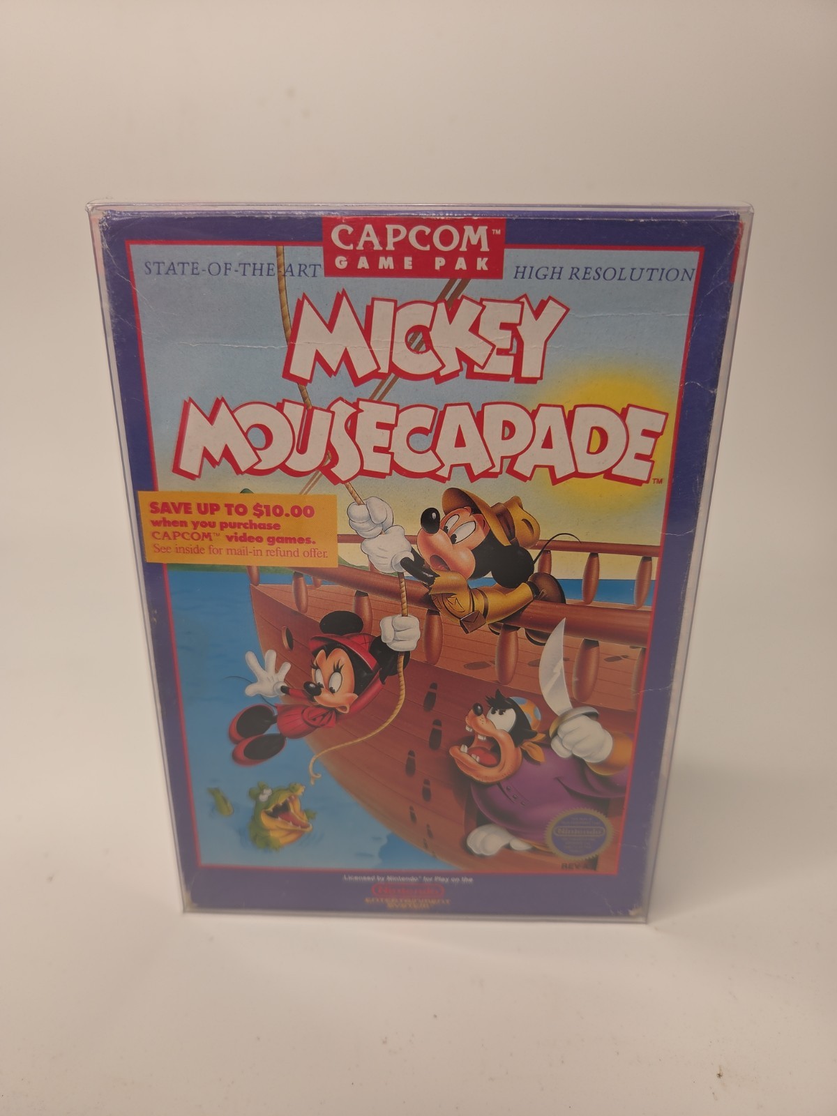 Nintendo NES Mickey Mousecapade Complete in Box Plastic Protector