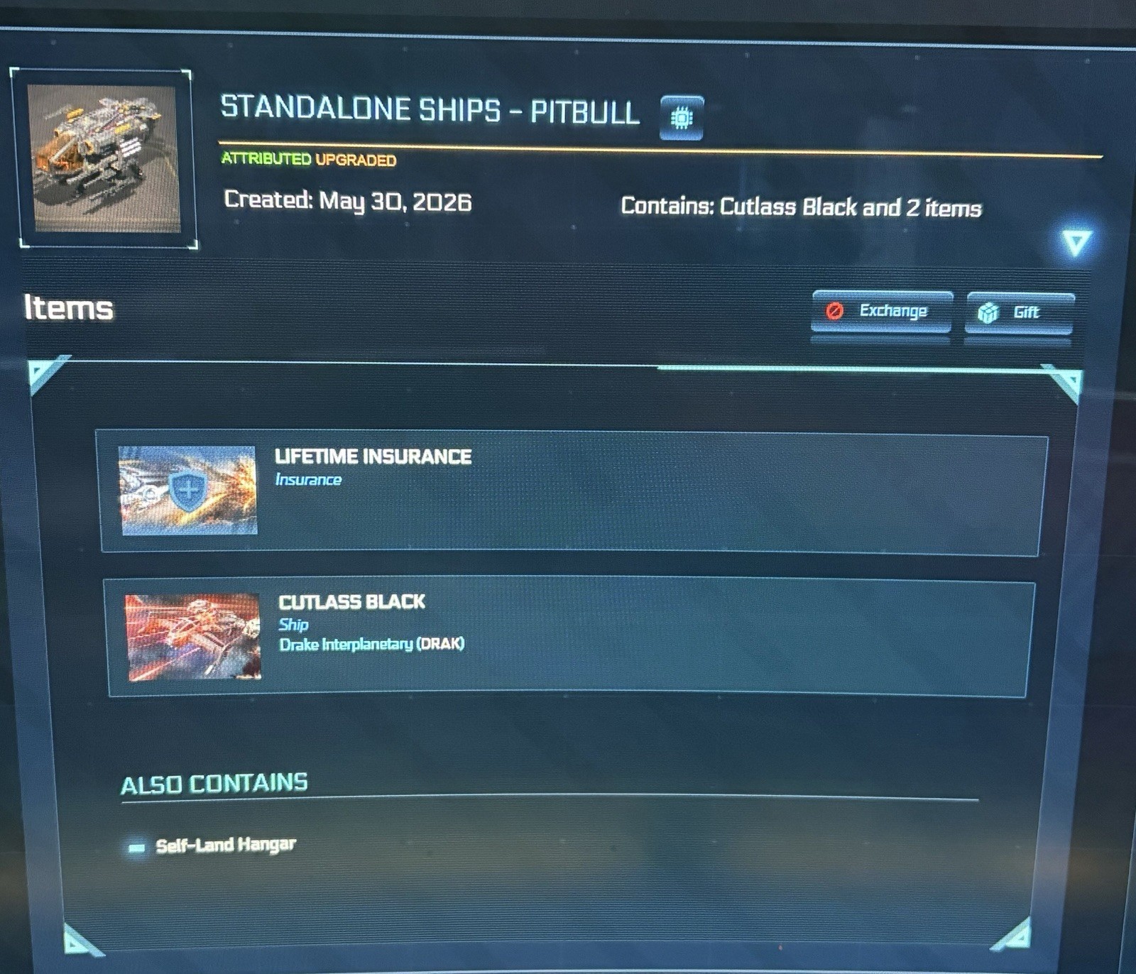 Star Citizen Cutlass Black Ship With LTI CCUed from Pitbull