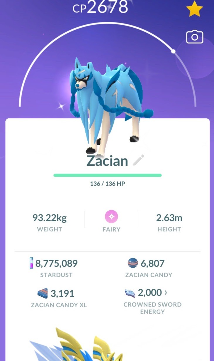 Shiny Zacian 30 Days Friendship Available Pokemon TRADE GO