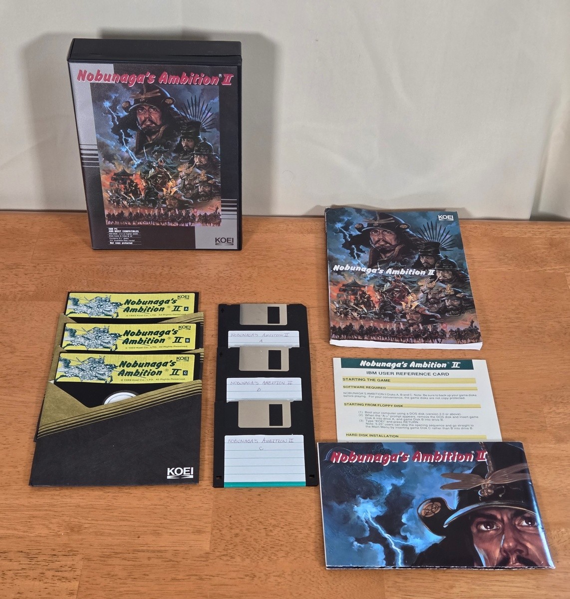 Nobunaga’s Ambition II Koei 5.25″ IBM PC Big Box Game Complete 1989 Map Poster