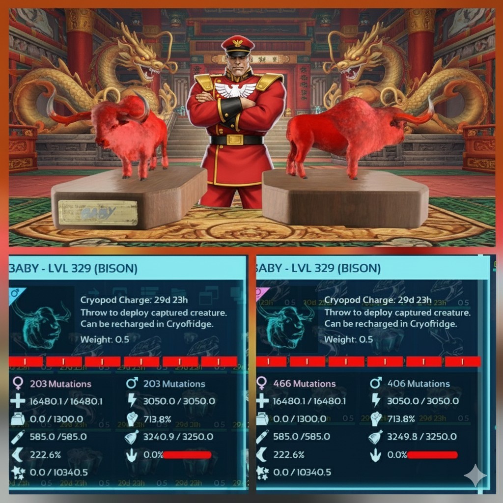 BISON RED ID01 HIGH STATUS BABY PAIR ARK ASCENDED PVE PC/XBOX/PS5