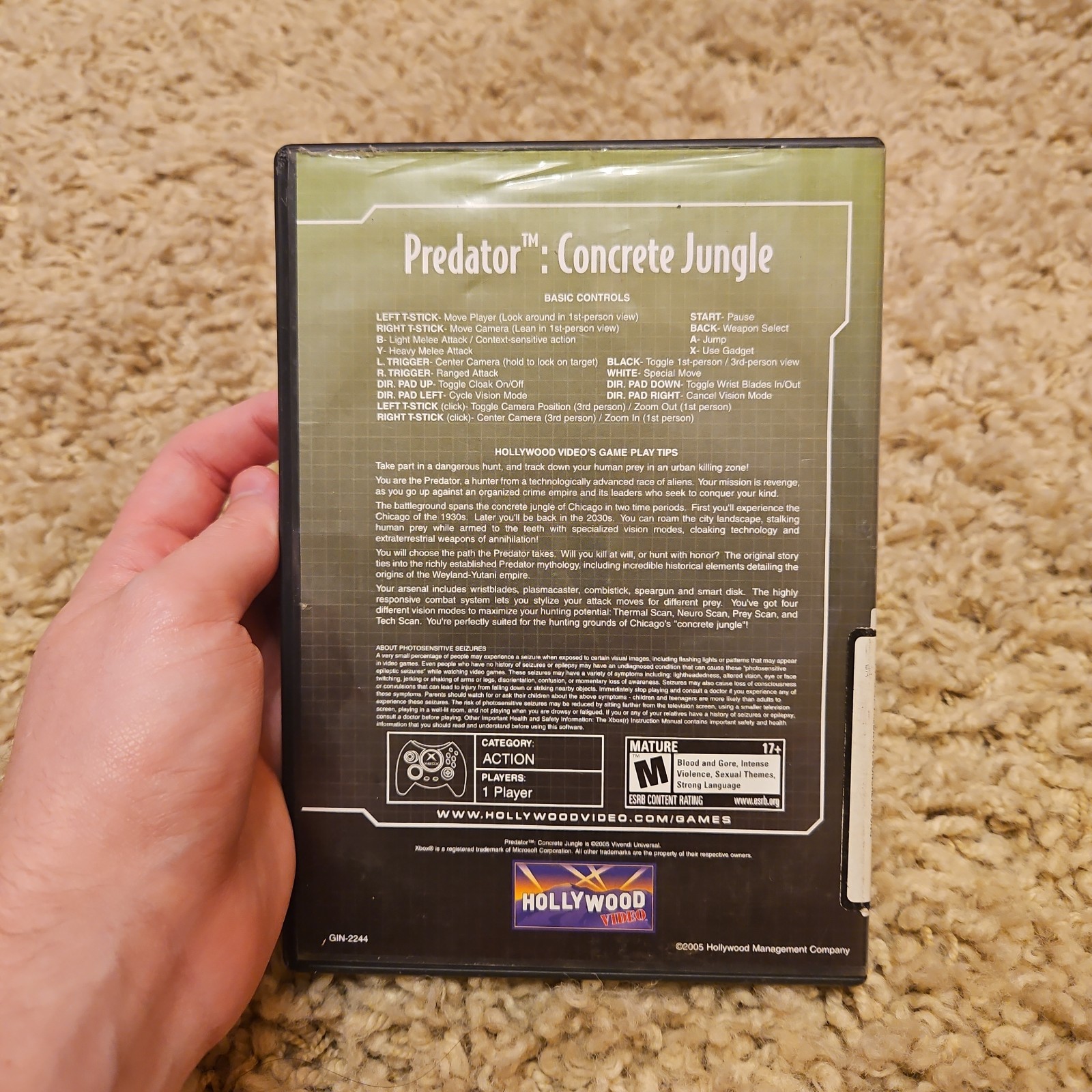 Predator: Concrete Jungle (Microsoft Xbox, 2005) Tested Works!