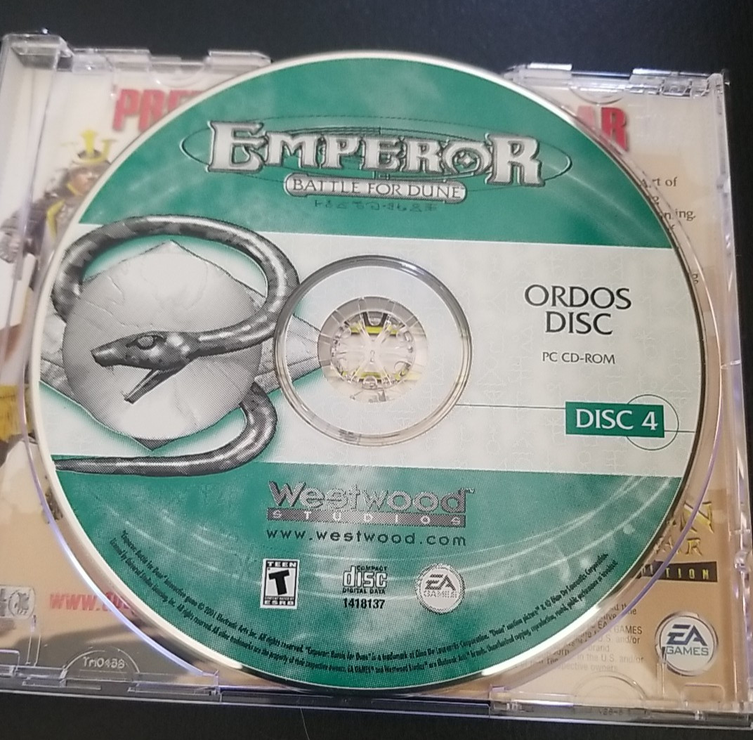 EMPEROR BATTLE FOR DUNE ~ PC CD-ROM 4-DISC GAME 2001 EA GAMES
