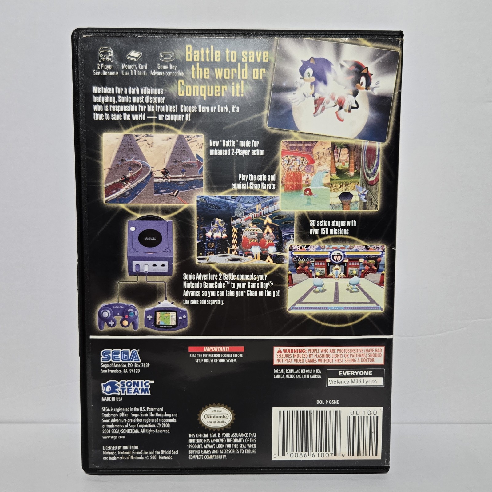 Sonic Adventure 2 Battle Tested Working No Manual (Nintendo GameCube, 2004)