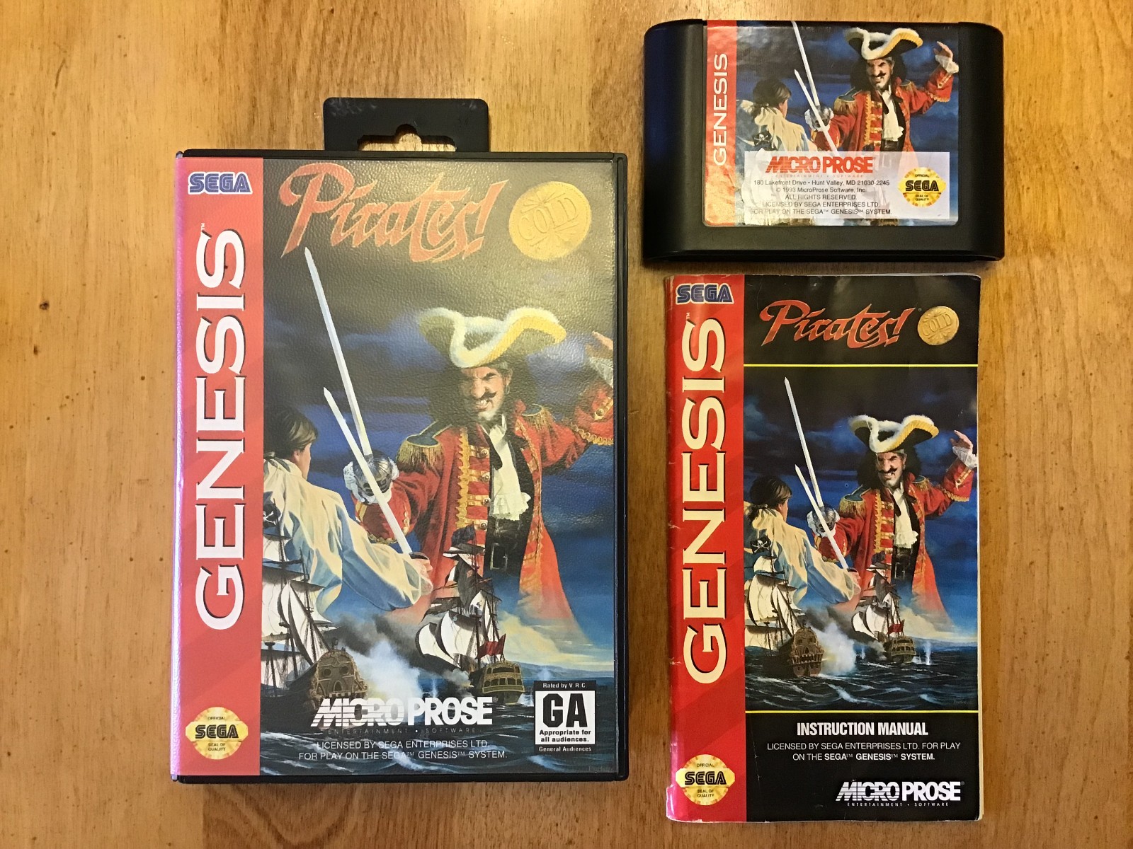 Pirates! Gold Sega Genesis – Box, Cartridge and Manual (No Map)