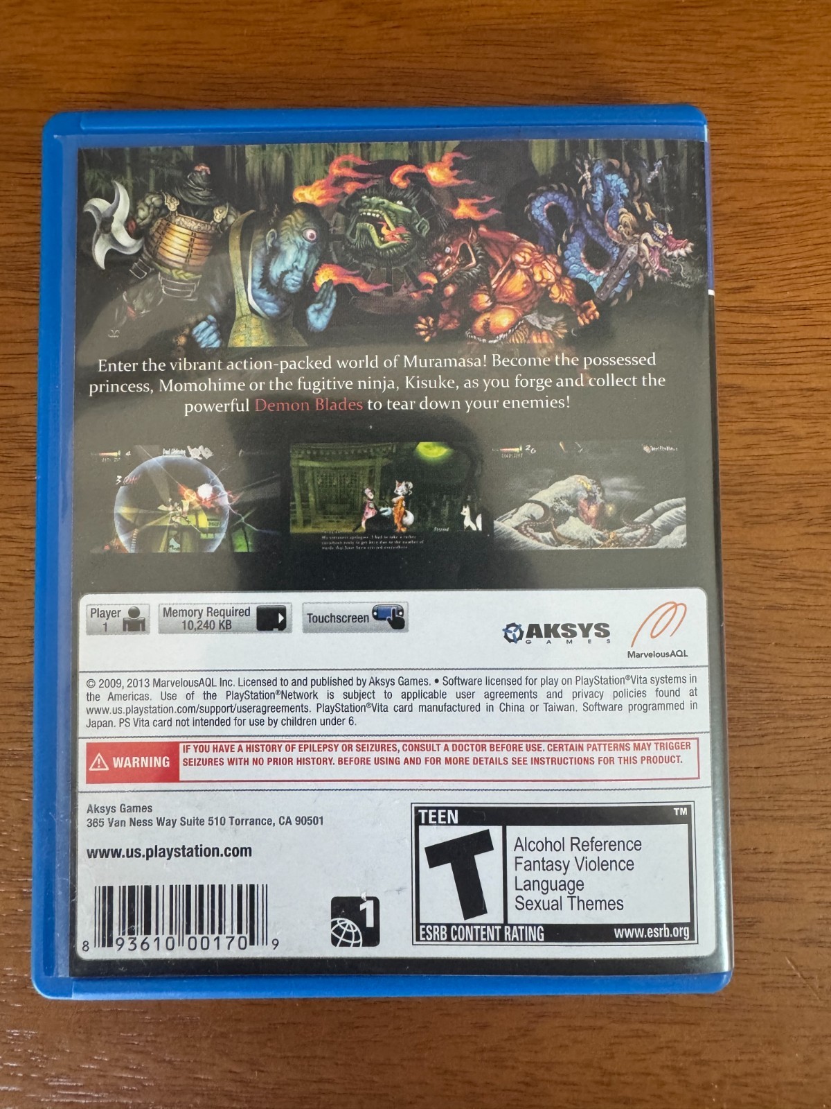 Muramasa Rebirth Sony PlayStation Vita 2013 Complete in Box