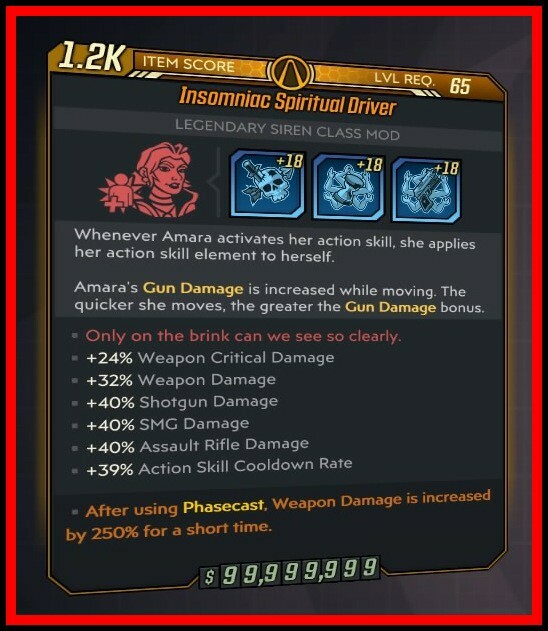All Platforms Borderlands 3 Modded Spiritual Driver Amara Class Mod Level 72
