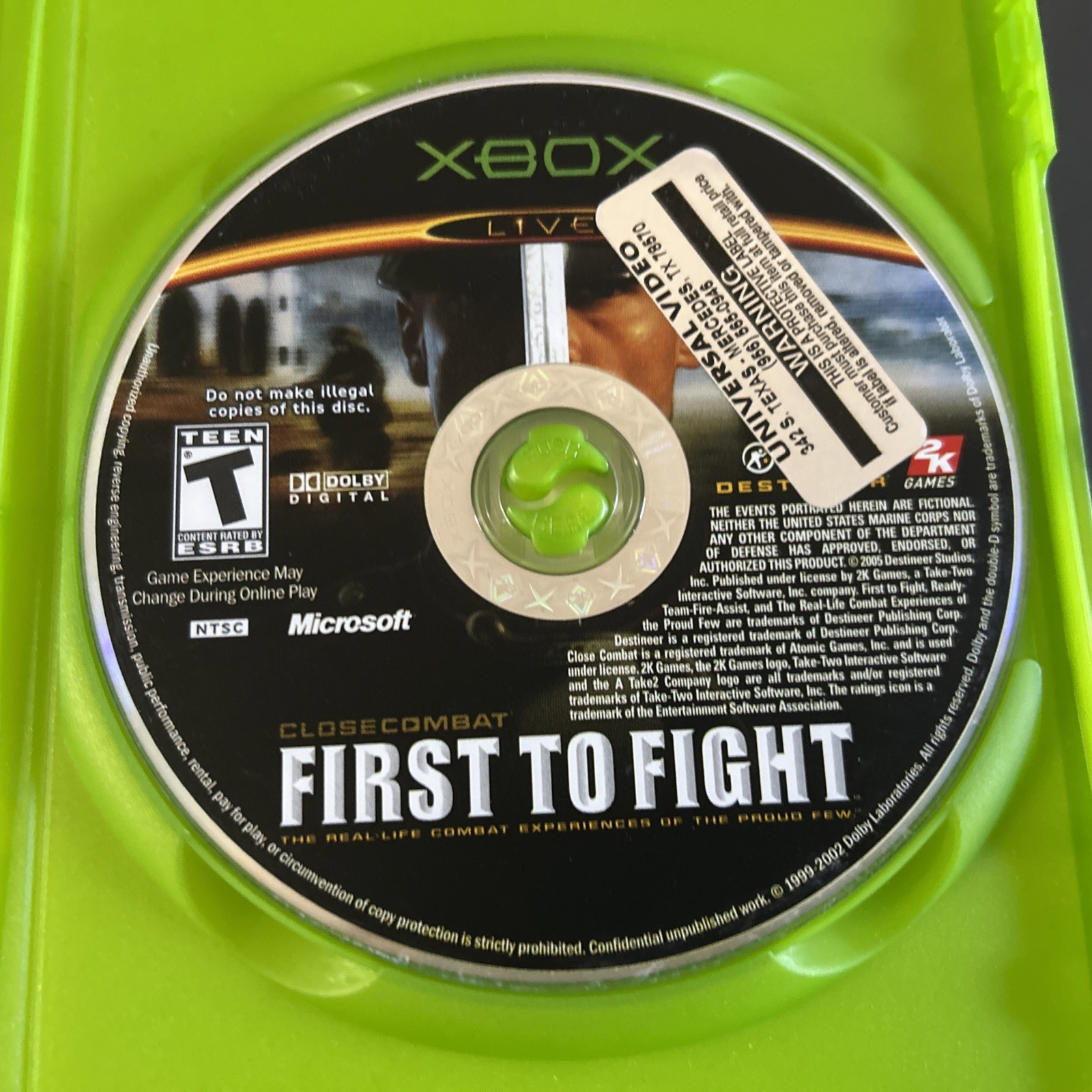 Close Combat: First to Fight for Microsoft OG Xbox-Case & Disk-No Manual-TESTED