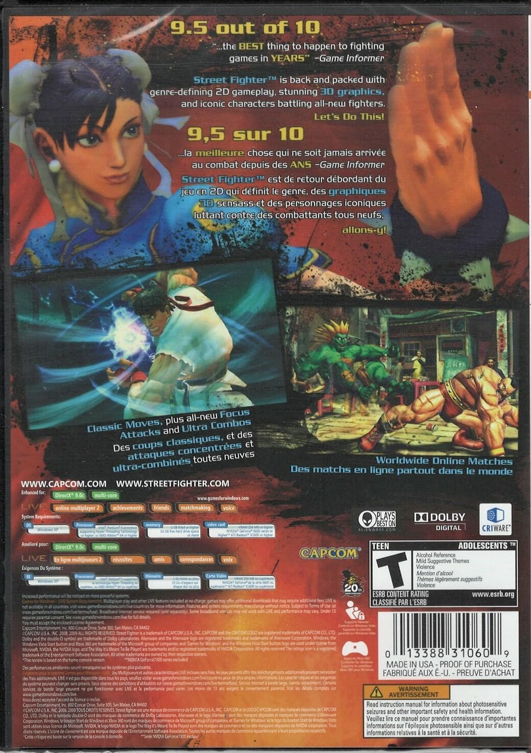 Street Fighter IV (Game Only) PC (Brand New Factory Sealed US Version) Windows X