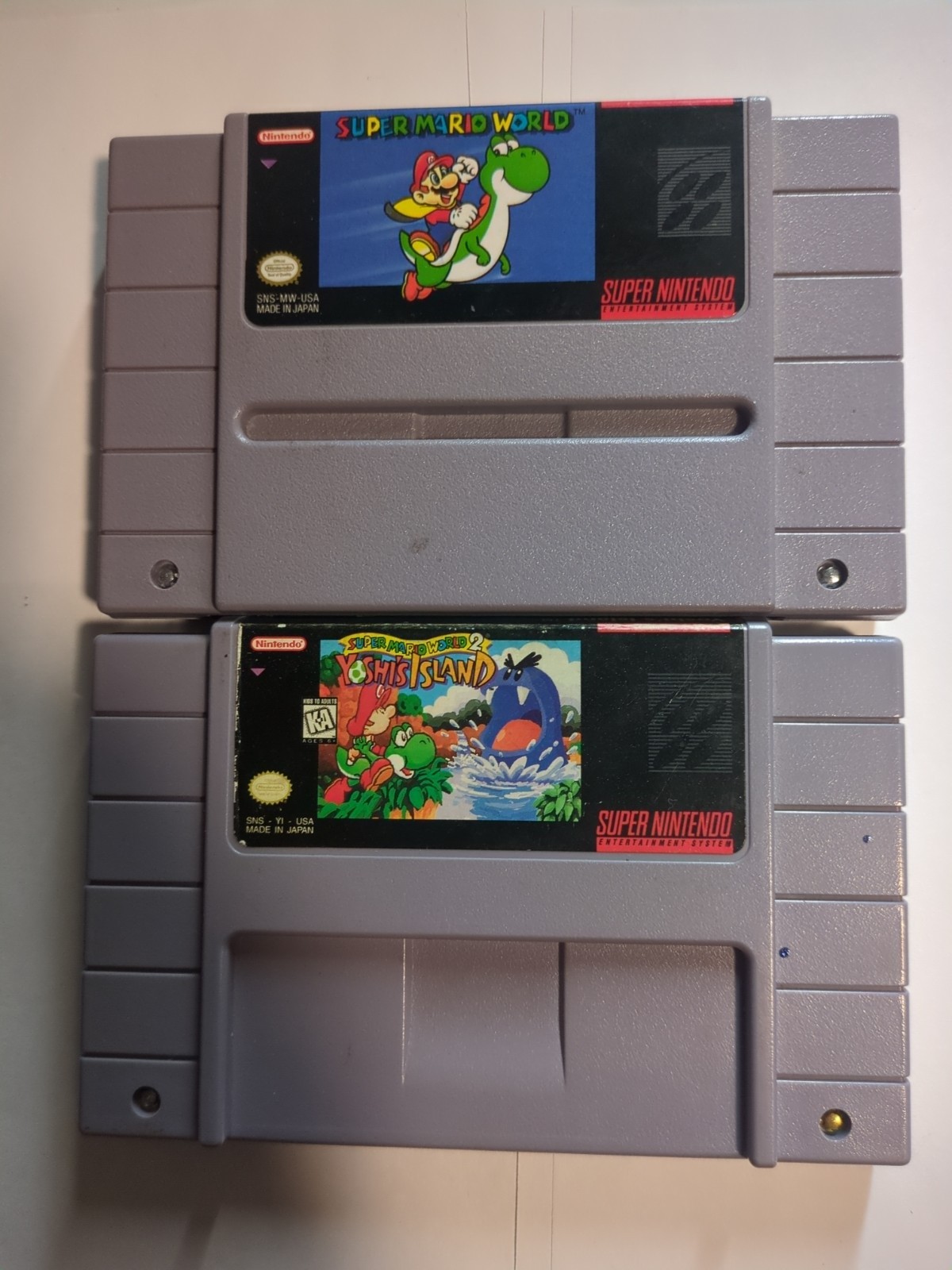 Lot Of 2 SNES Super Mario World 1 & SMW 2 Yoshi’s Island Both Tested Working