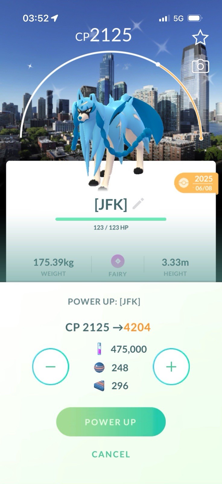 ✨Shiny, Lv50, 3-moves✨ Zacian with New Jersey🗺️ Location Background