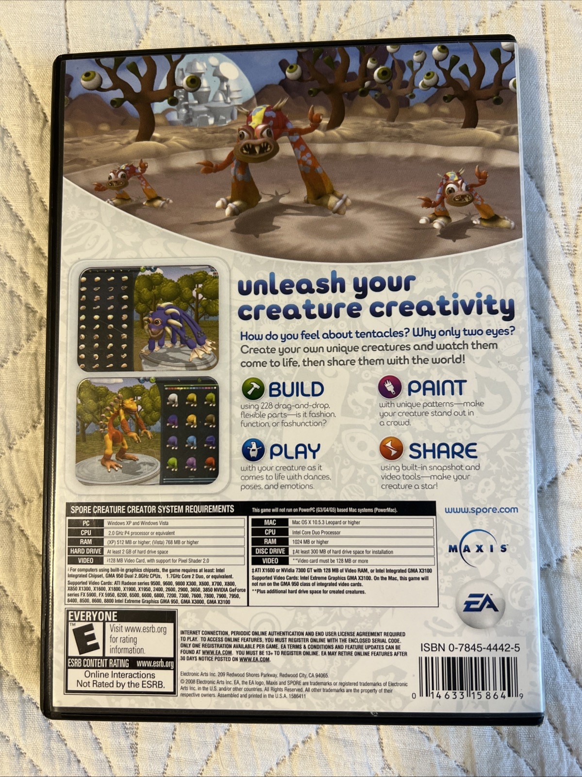 Spore Creature Creator PC CD-ROM Game Windows/Mac 2008 EA