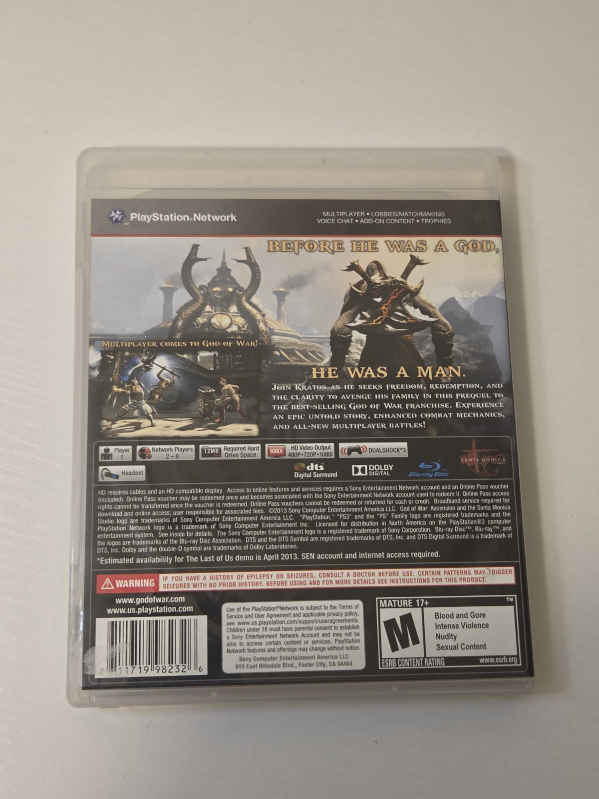 God of War Ascension (Sony PlayStation 3 PS3, 2013)