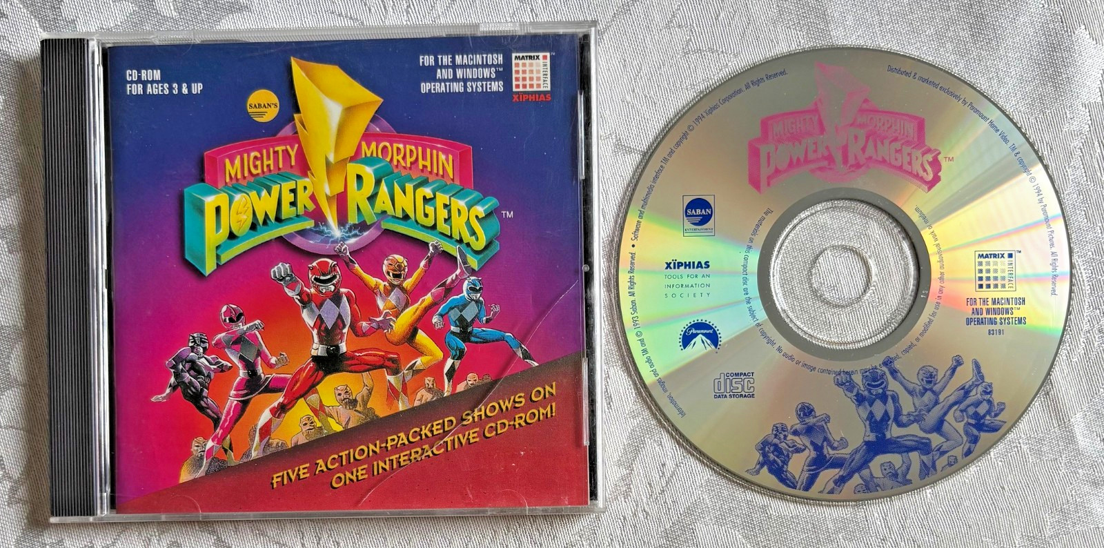 Vintage Saban’s Mighty Morphin Power Rangers Windows 3.1 Interactive PC CD-ROM