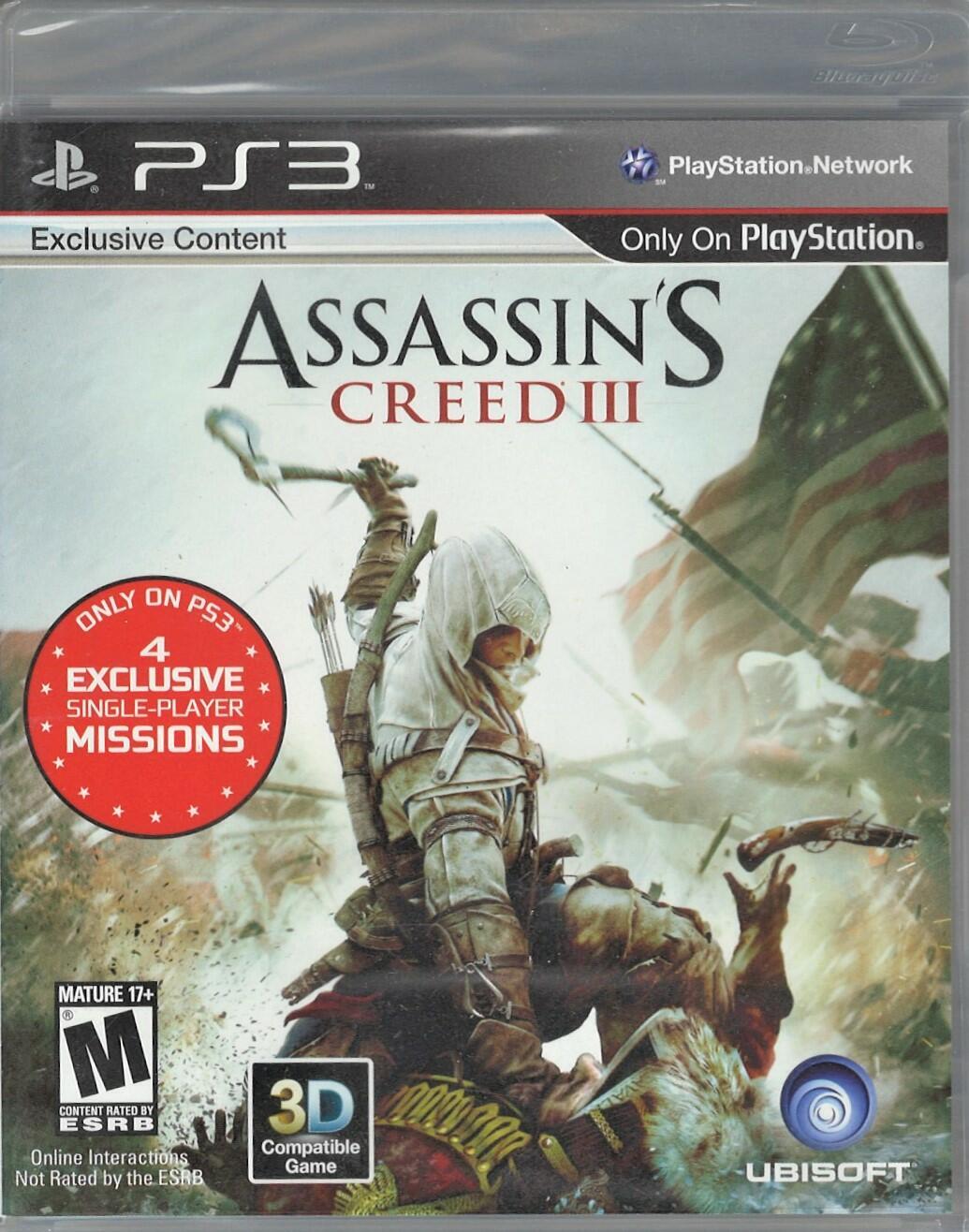 Assassin”s Creed III PS3 (Brand New Factory Sealed US Version) PlayStation 3, P