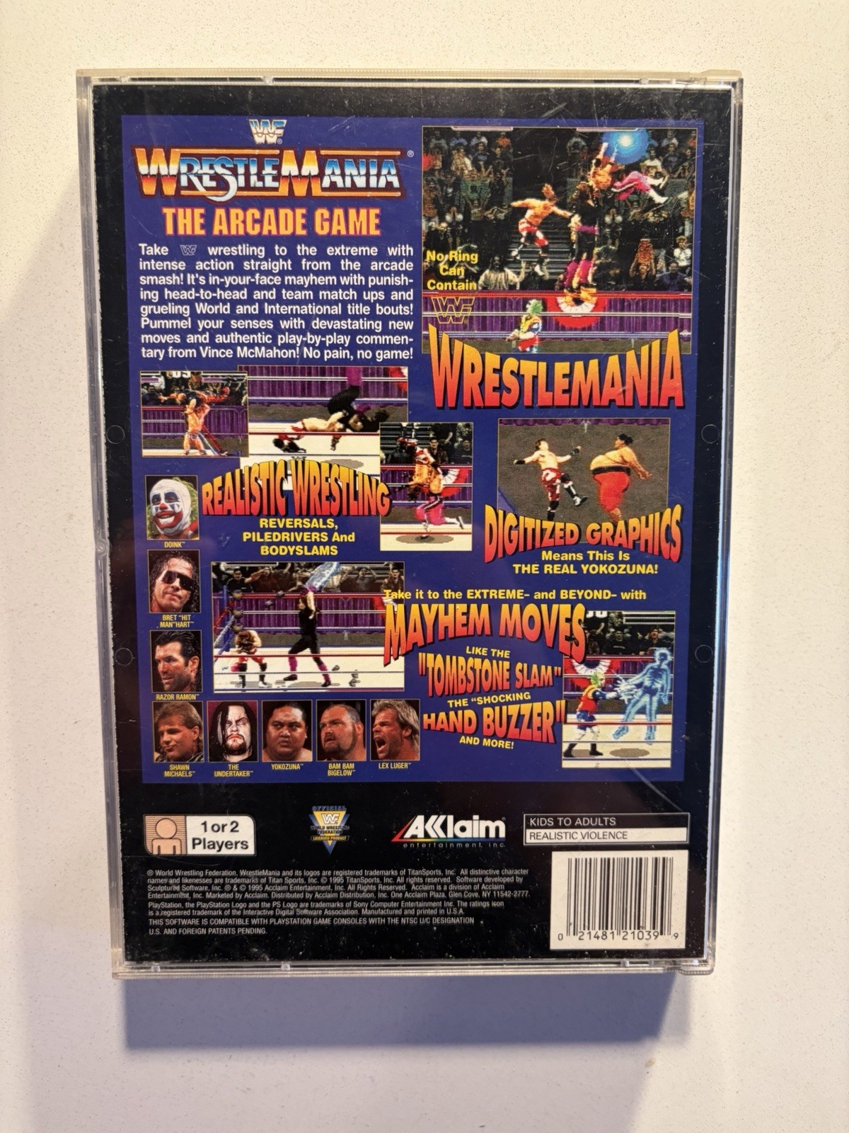WWF Wrestlemania The Arcade Game Long Box PS1 + Registration Card Complete
