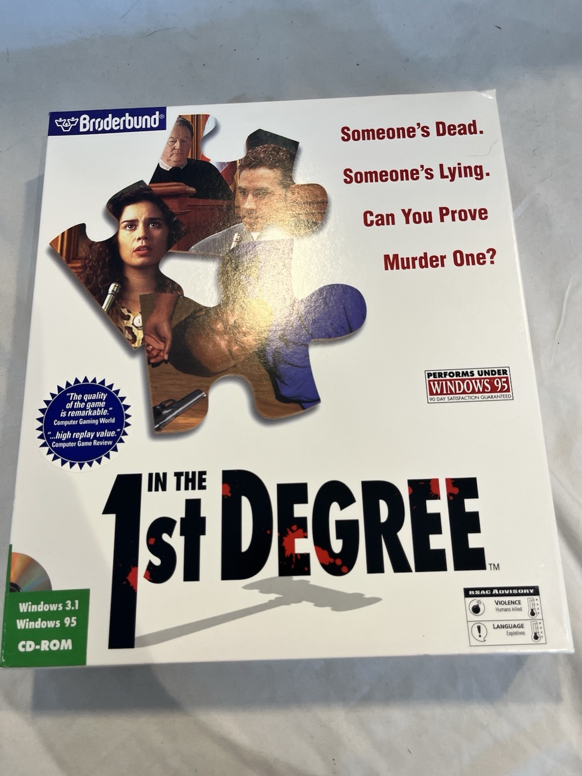 In The 1st Degree Brøderbund Vintage Video Game 1995 CD ROM Big Box