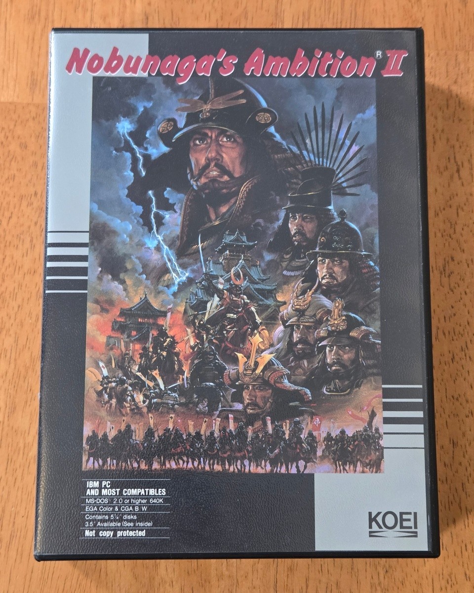 Nobunaga’s Ambition II Koei 5.25″ IBM PC Big Box Game Complete 1989 Map Poster