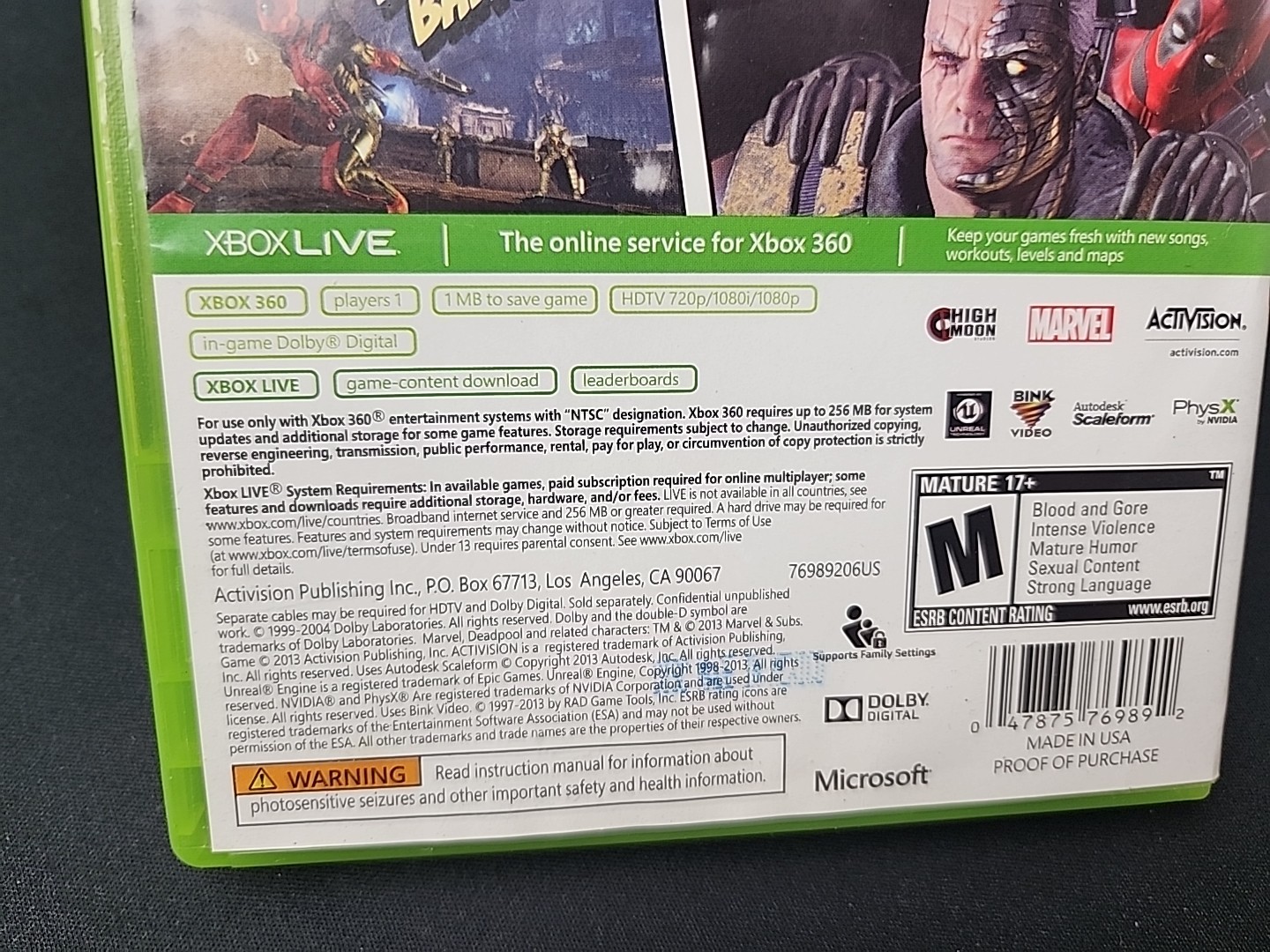Deadpool (M) – Microsoft Xbox 360 Xbox 360 Video Games Hero Game Marvel RARE