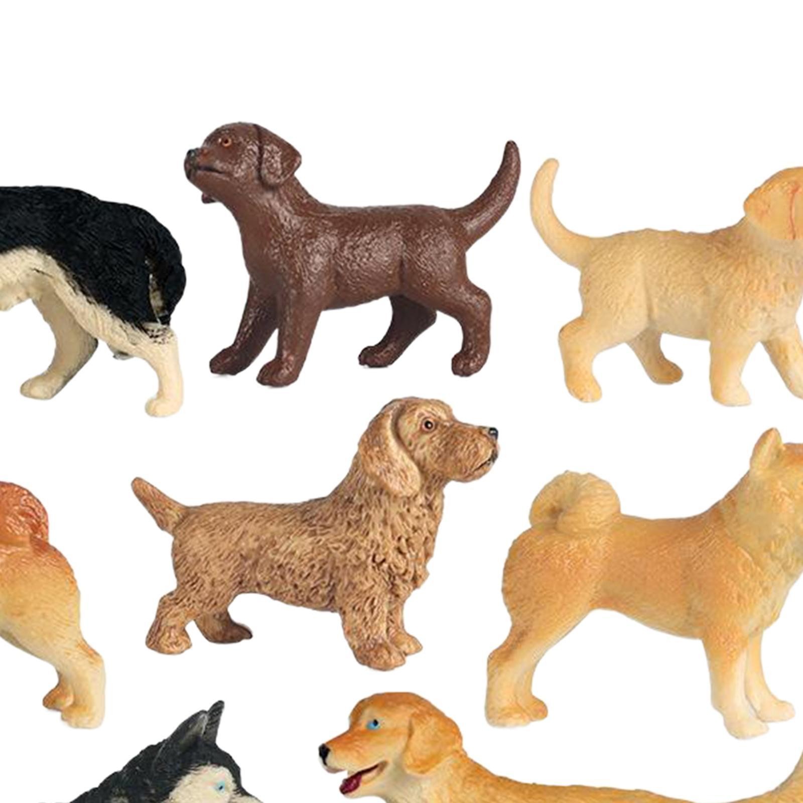 8pcs/kit Simulated Dog Model Decor Toy Miniature Dollhouse Decor Cake Topper