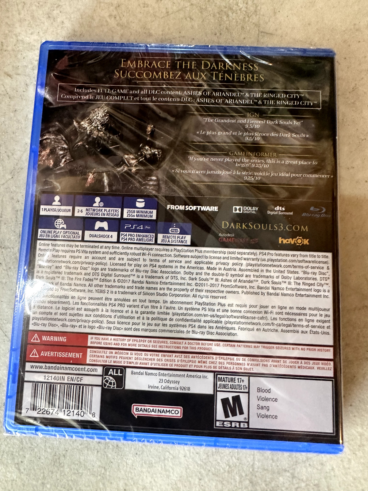 Dark Souls III 3 The Fire Fades Edition PS4 Complete PlayStation 4 Brand New