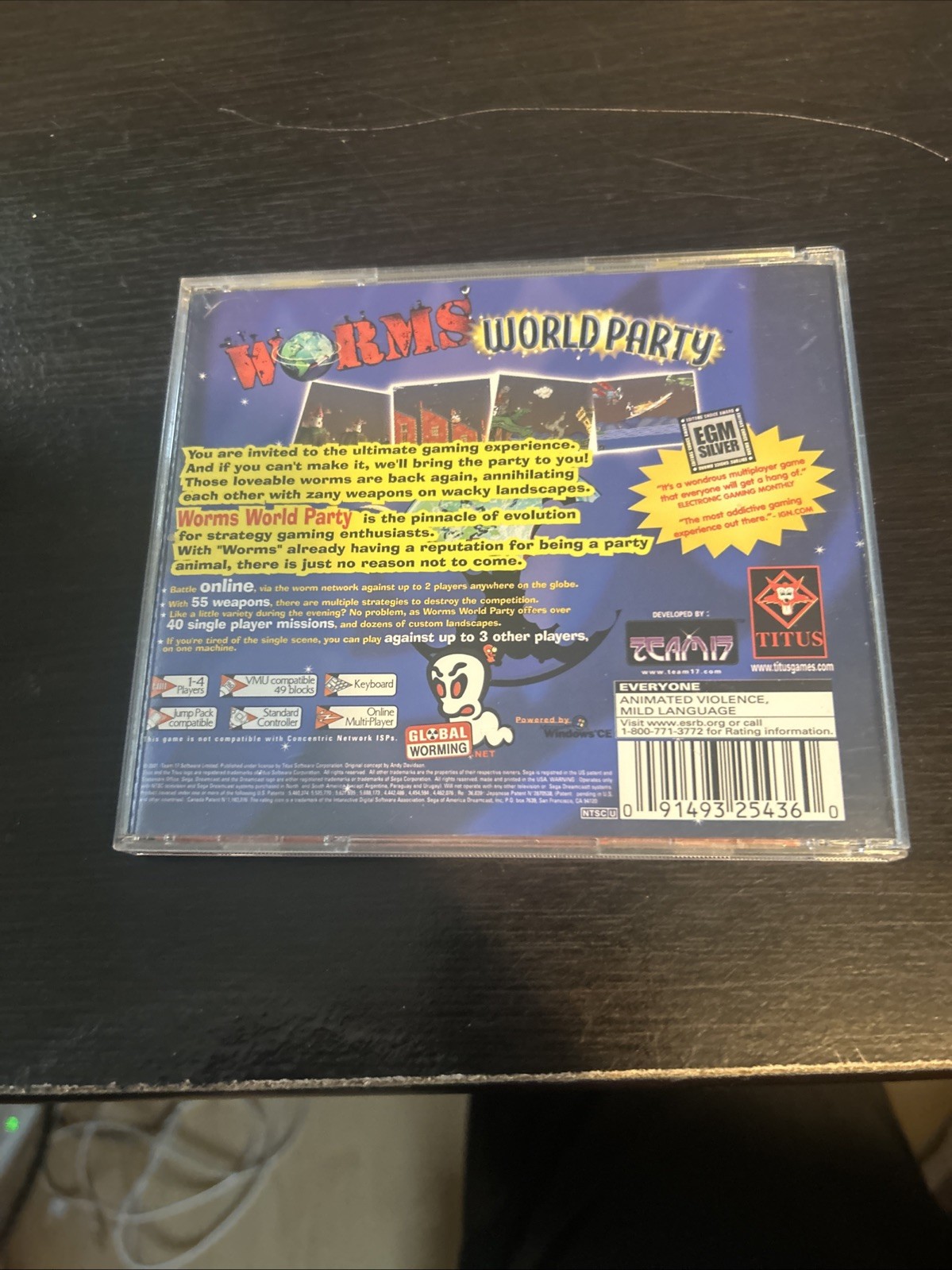 Worms World Party Sega Dreamcast CIB Complete Disc Case Manual Tested Works
