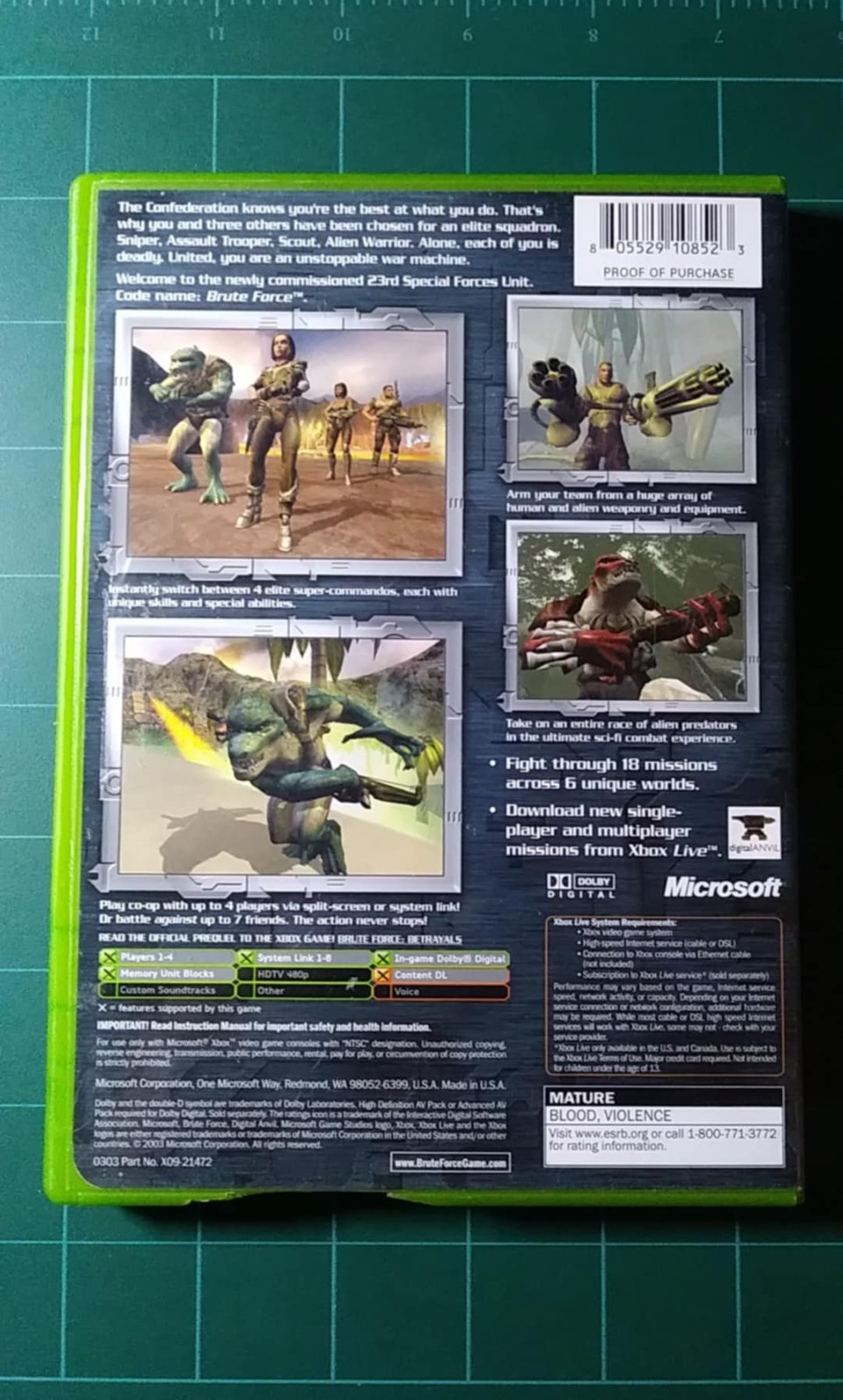 Microsoft XBox Original Brute Force Video Game 2003. Case Manual Disc See Images