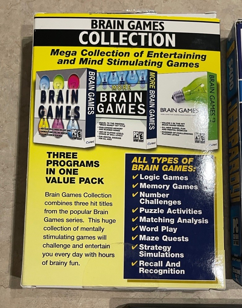 Brain Games Collection Jeopardy Sims 2 Celebration Stuff PC Game Lot Of 3 Tested