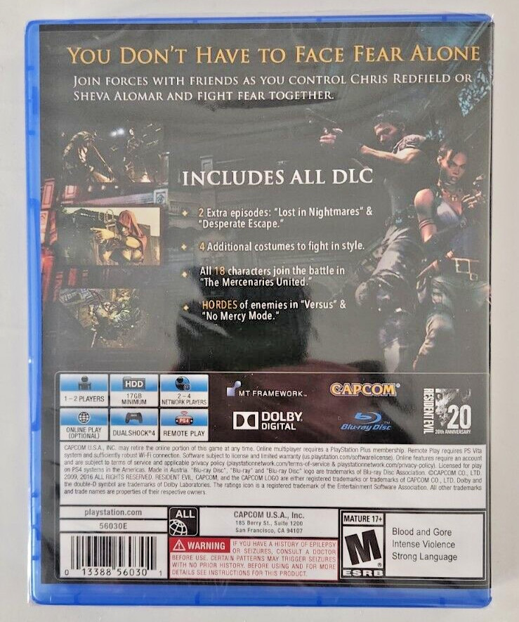 Resident Evil 5 + 6 Playstation Hits PS4 Brand New Bundle (Action/Adventure)