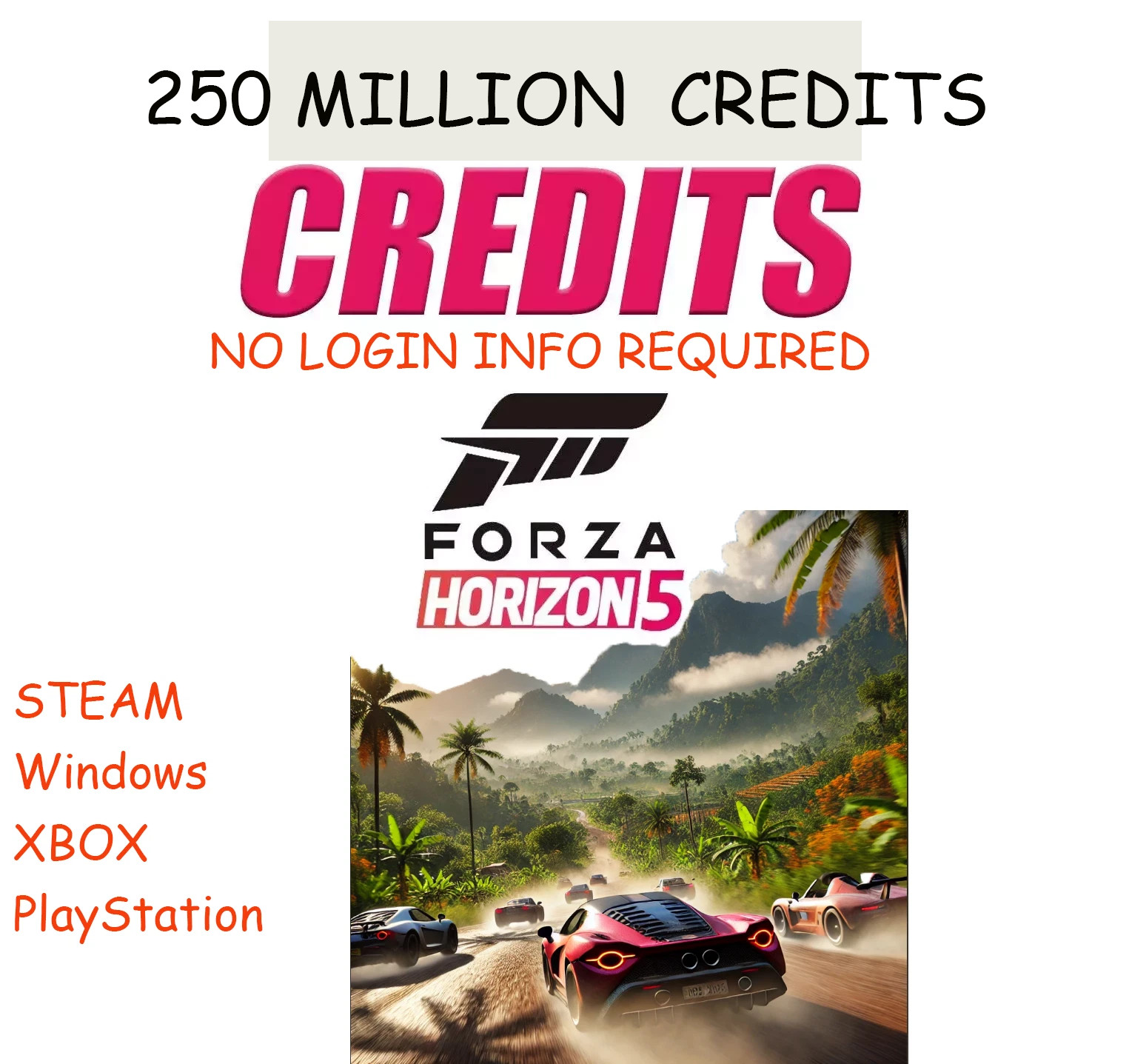 Forza Horizon 5🔥250 M CREDITS🔥XBOX PLAYSTATION 5 PC STEAM✨lowest price Fast🚀