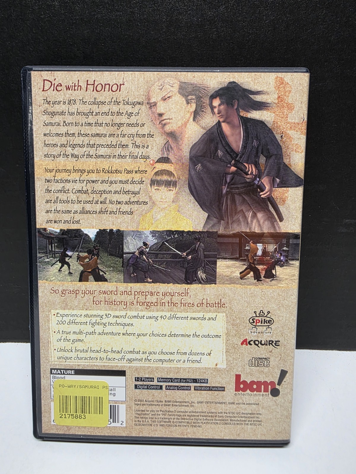 Way of the Samurai (Sony PlayStation 2 PS2, 2002) CIB Complete