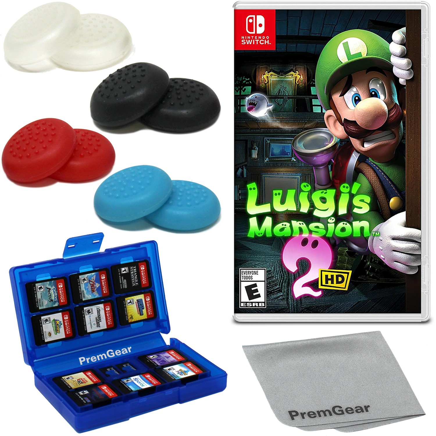 *NEW-SEALED* Luigi’s Mansion 2 HD, Nintendo Switch + 8 Thumb Grips, Game Holder