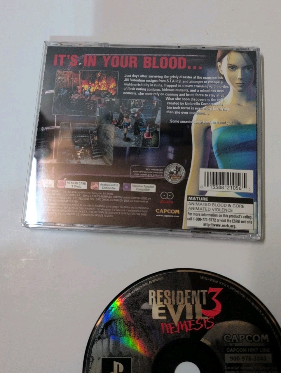 Resident Evil 3 Nemesis (Sony PlayStation 1 PS1) Black Label Cib Manual No Demo